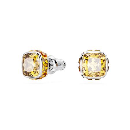 Resim Birthstone düğme Küpeler, Kare kesim, Kasım, Sarı, Rodyum kaplama