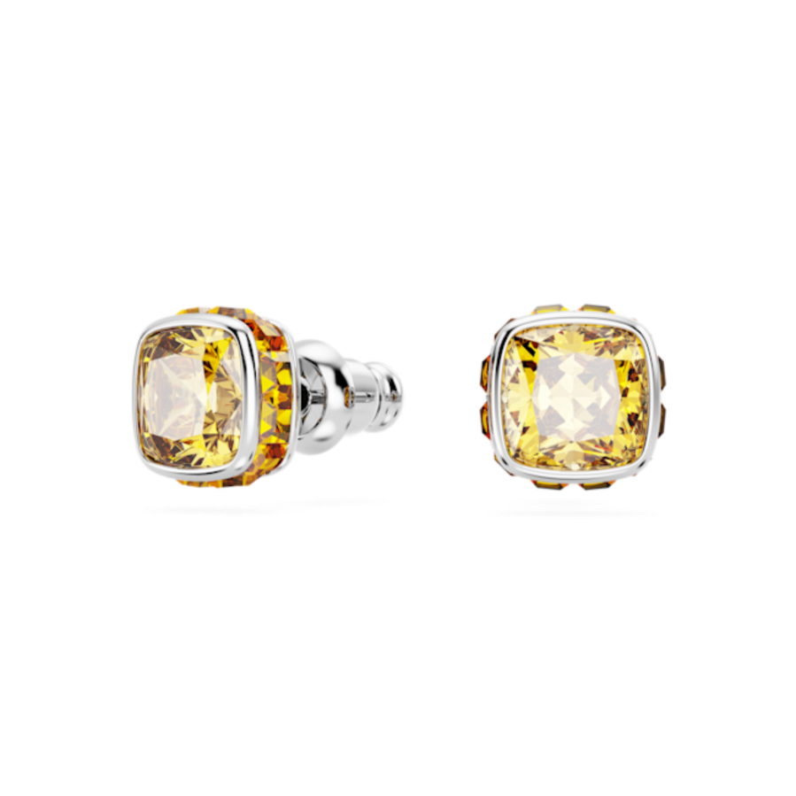 Resim Birthstone düğme Küpeler, Kare kesim, Kasım, Sarı, Rodyum kaplama