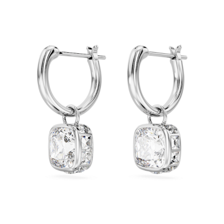 Resim Stilla damla küpeler, Kare kesim, Beyaz, Rodyum kaplama