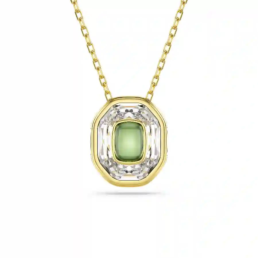 Resim Chroma Kolye, Sekizgen kesim, Yeşil, Altın rengi kaplama