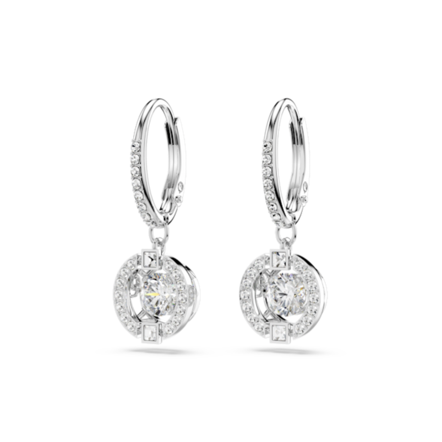 Resim Swarovski Sparkling Dance damla küpeler, Yuvarlak kesim, Beyaz, Rodyum kaplama