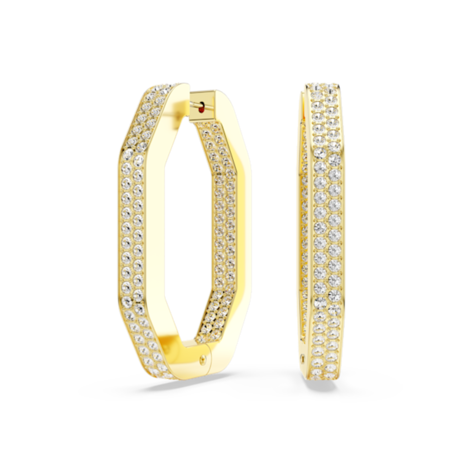 Resim Dextera halka küpeler, Sekizgen şekil, Büyük, Beyaz, Altın rengi kaplama