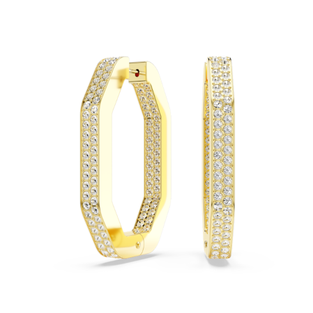 Resim Dextera halka küpeler, Sekizgen şekil, Büyük, Beyaz, Altın rengi kaplama