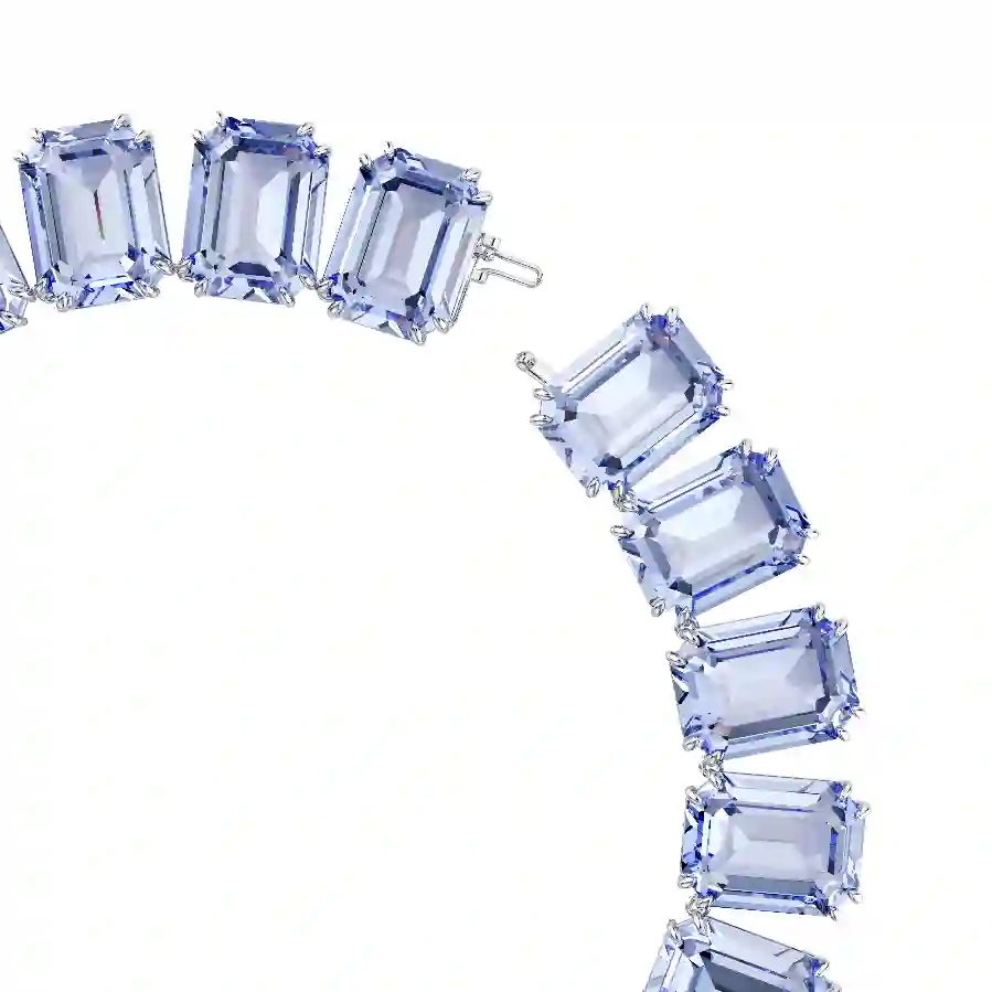 Resim Millenia Tennis kolye, Büyük kristaller, Sekizgen kesim, Mavi, Rodyum kaplama