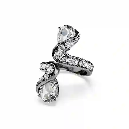 Resim The Vienna Collection Açık Yüzük, Tüy, Beyaz, Rutenyum kaplama