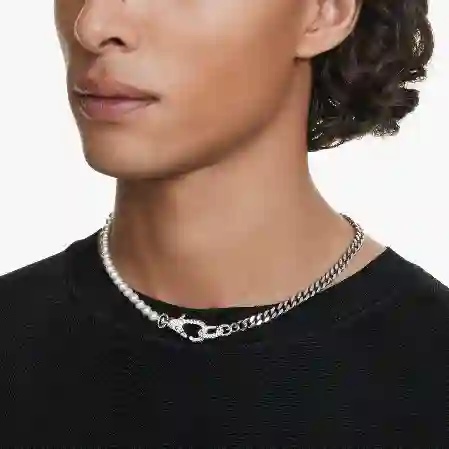 Resim Dextera Kolye, Pavé, Kristal inci, Beyaz, Rodyum kaplama