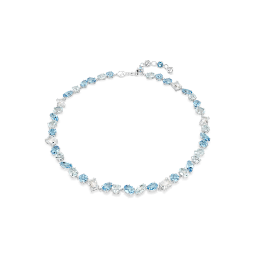 Resim Gema Kolye, Karışık kesimler, Mavi, Rodyum kaplama