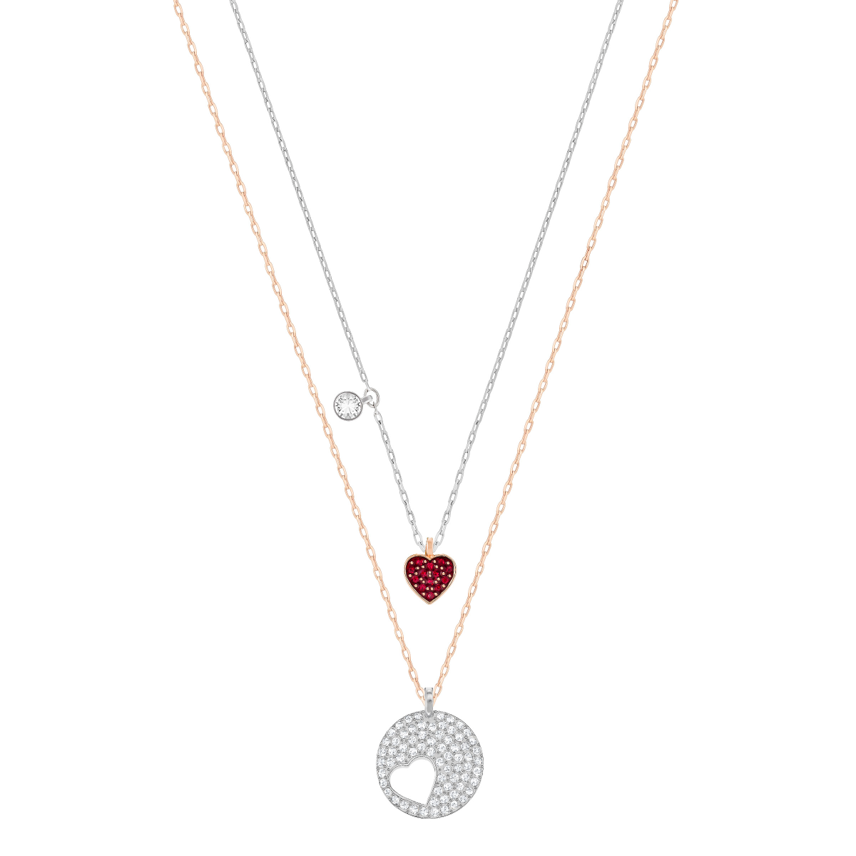 Resim Crystal Wishes Kolye, Set (2), Kalp, Kırmızı, Karışık metal yüzey