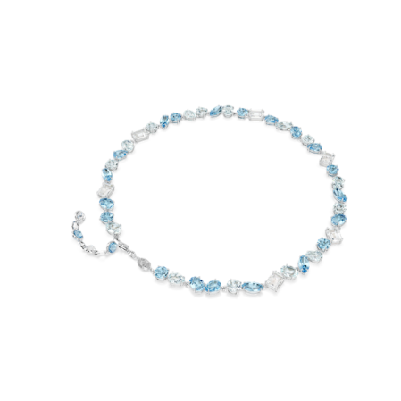 Resim Gema Kolye, Karışık kesimler, Mavi, Rodyum kaplama