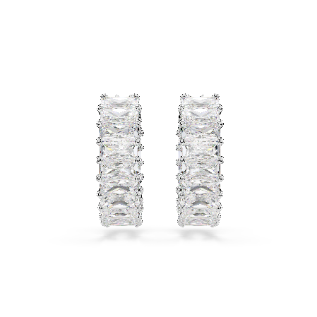 Resim Matrix halka küpeler, Baget kesim, Beyaz, Rodyum kaplama