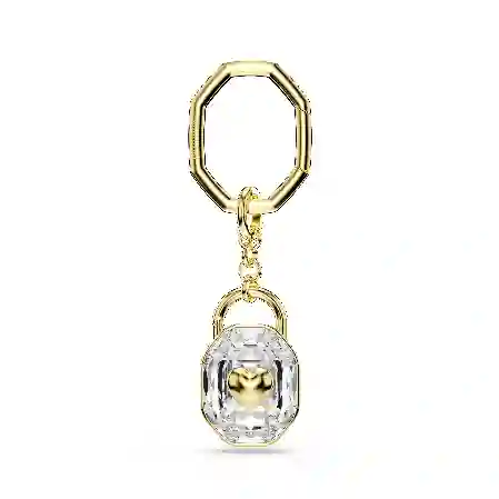 Resim Anahtarlık, Oval kesim, Beyaz, Altın rengi kaplama