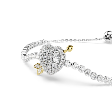 Resim Idyllia Bileklik, Karışık kesimler, Oklu kalp, Beyaz, Rodyum kaplama