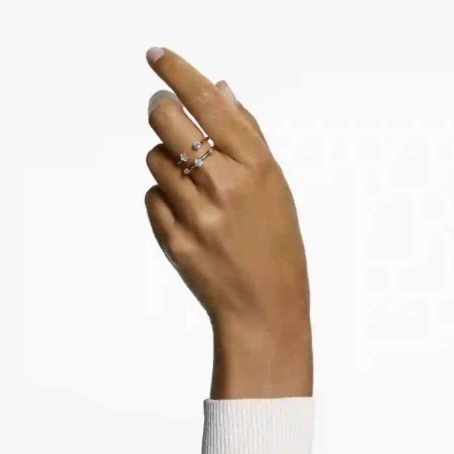 Resim Constella Yüzük, Set (2), Yuvarlak kesim, Beyaz, Altın rengi kaplama