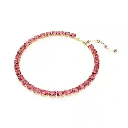 Resim Millenia Tennis kolye, Sekizgen kesim, Pembe, Altın rengi kaplama