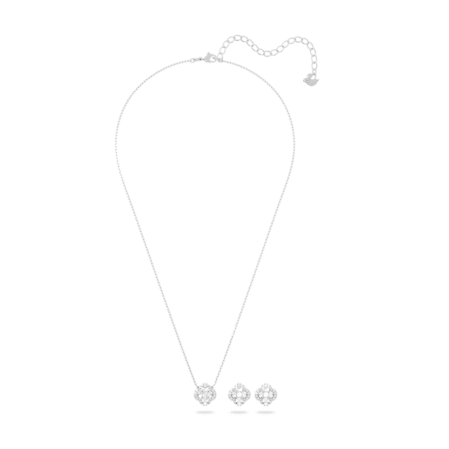 Resim Swarovski Sparkling Dance Set, Karışık kesimler, Yonca, Beyaz, Rodyum kaplama