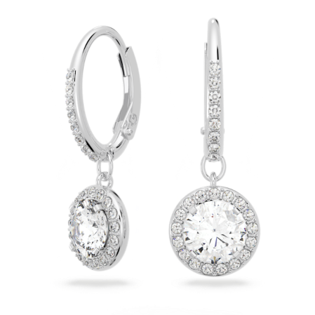 Resim Angelic damla küpeler, Yuvarlak kesim, Beyaz, Rodyum kaplama