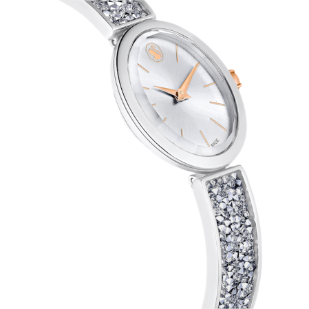 Resim Crystal Rock oval Saat, İsviçre Üretimi, Kristal bileklik, Beyaz, Paslanmaz çelik