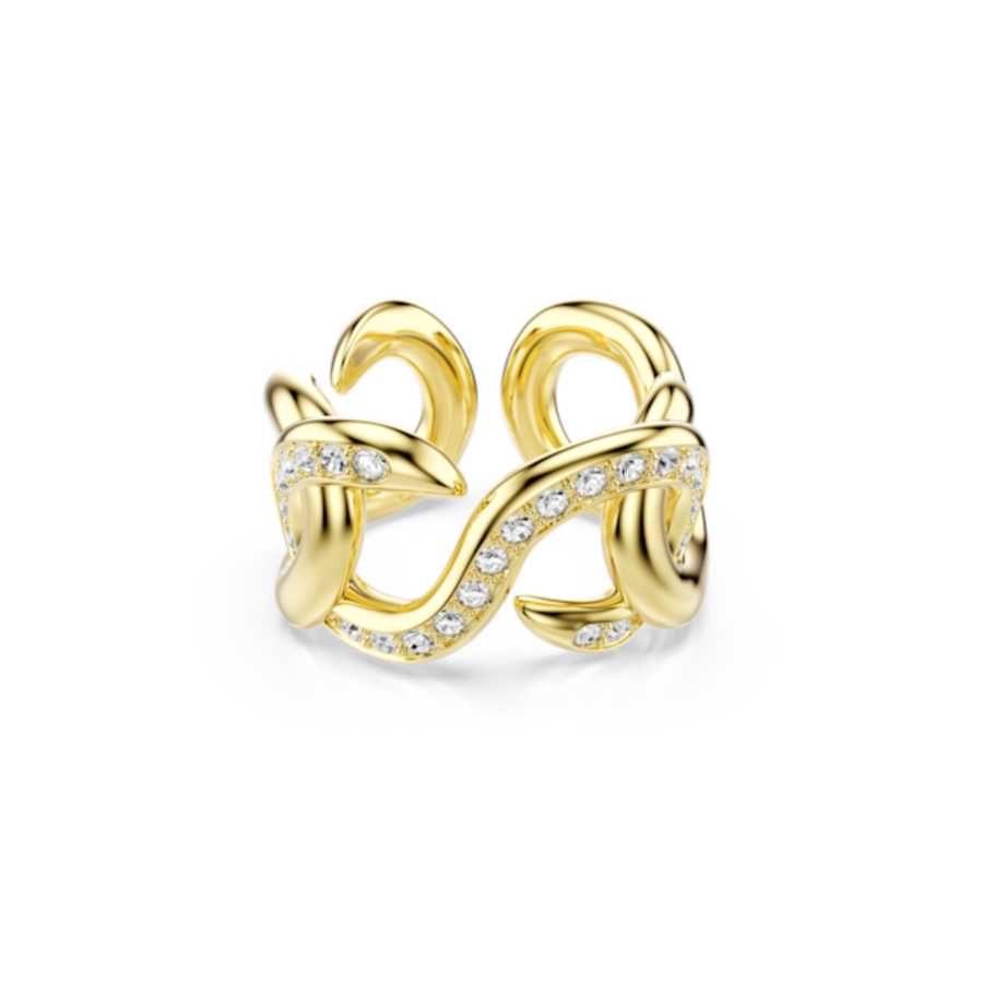 Resim Dextera Açık Yüzük, Yuvarlak kesim, Beyaz, Altın rengi kaplama