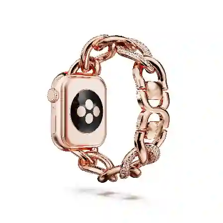 Resim Zincir kordon, Apple Watch® 40 mm ve 41 mm ile uyumlu, Rose Altın tonu, Pembe altın rengi yüzey