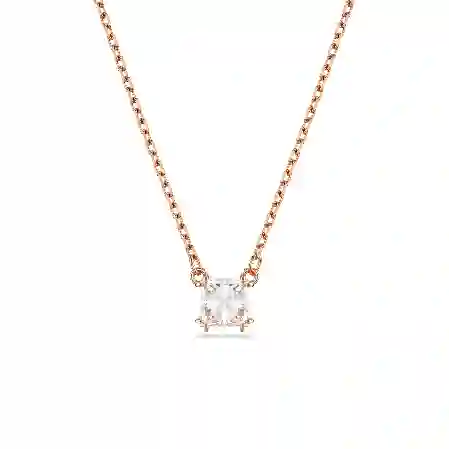 Resim Stilla Attract Kolye, Kare kesim, Beyaz, Pembe altın rengi kaplama