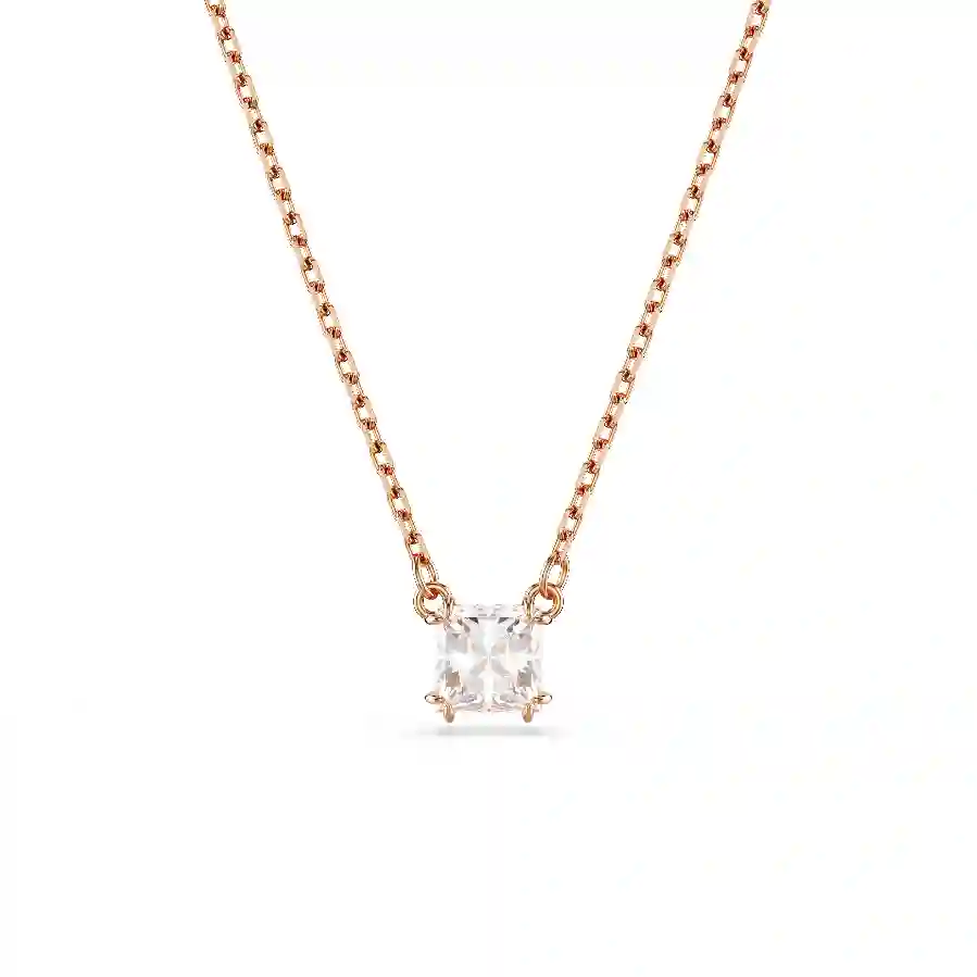 Resim Stilla Attract Kolye, Kare kesim, Beyaz, Pembe altın rengi kaplama