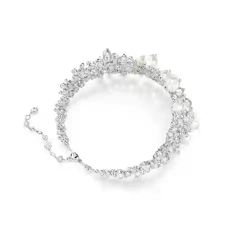 Resim Constella Gerdanlık, Kristal inci, Yuvarlak kesim, Beyaz, Rodyum kaplama