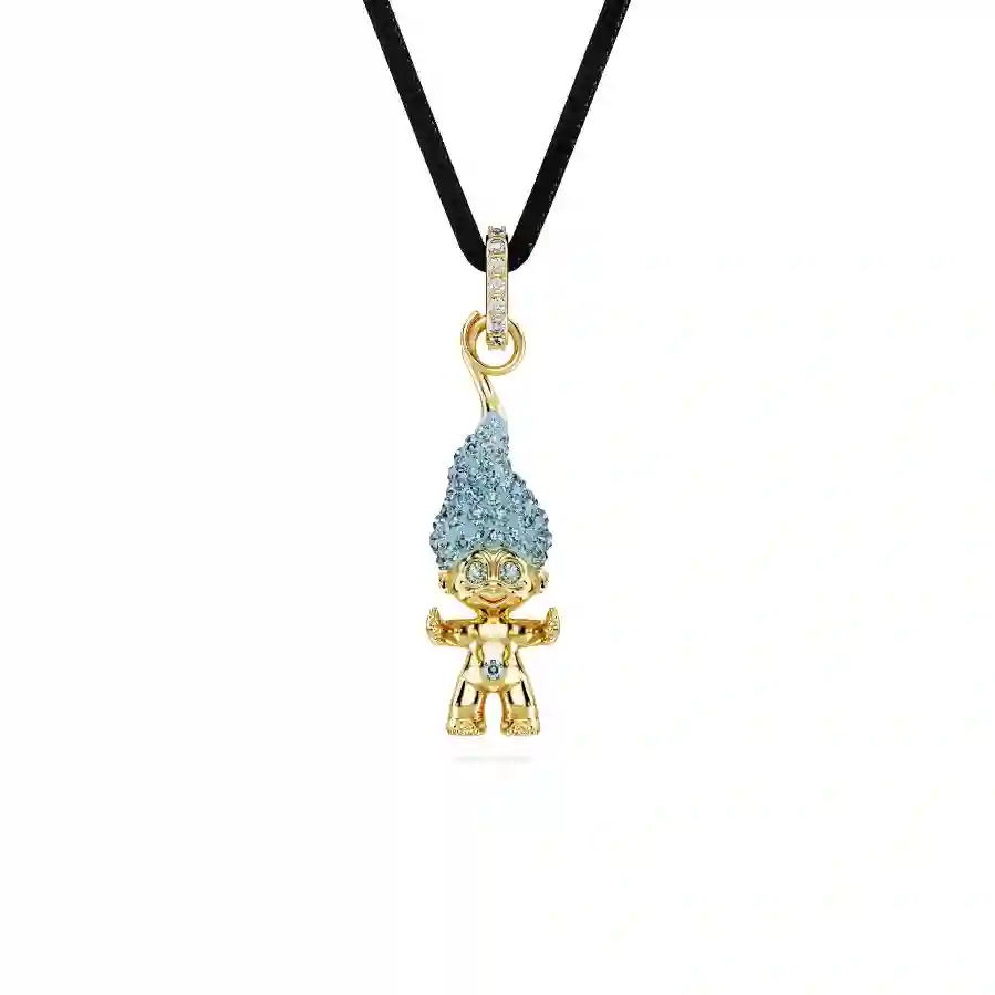 Resim Good Luck Trolls Kolye, Troll, Mavi, Altın rengi kaplama