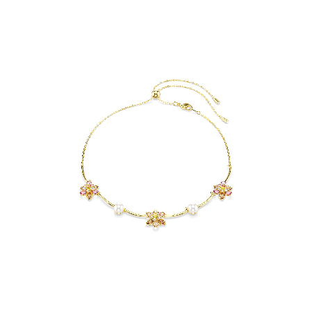 Resim Idyllia Kolye, Kristal inci, Karışık kesimler, Çiçek, Çok renkli, Altın rengi kaplama