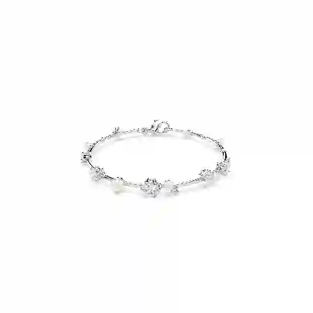 Resim Constella Tennis bileklik, Kristal inci, Yuvarlak kesimler, Beyaz, Rodyum kaplama