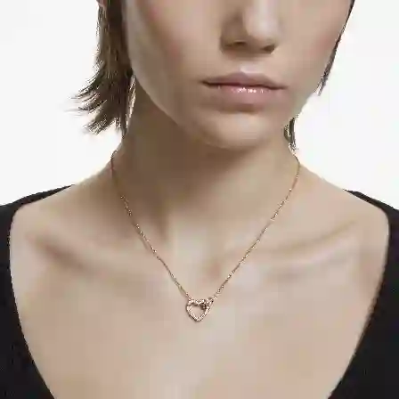 Resim Lovely Kolye, Kalp, Beyaz, Altın rengi kaplama