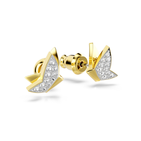 Resim Idyllia Lilia düğme Küpeler, Kelebek, Beyaz, Altın rengi kaplama