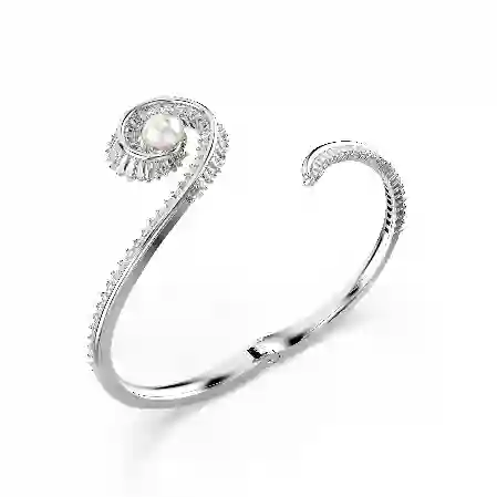 Resim Ariana Grande x Swarovski Bileklik, Kristal inci, Baget kesim, Beyaz, Rodyum kaplama