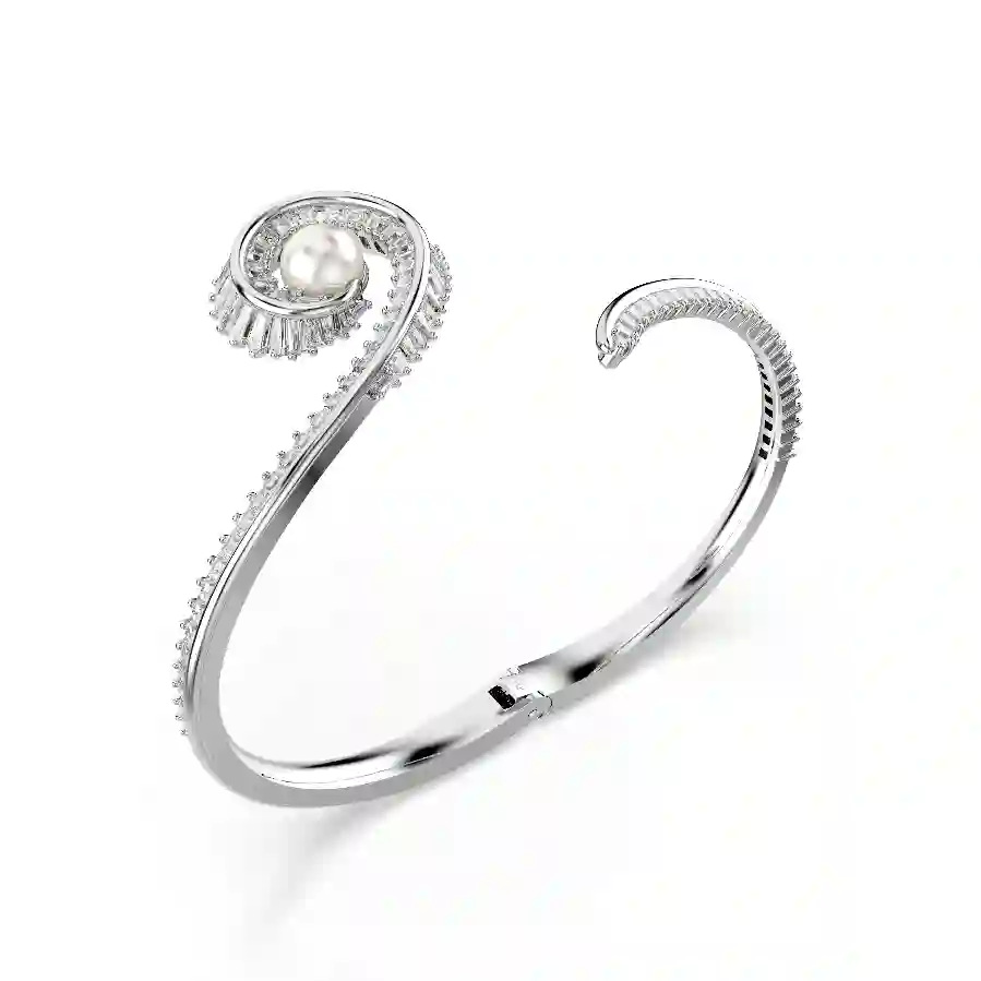 Resim Ariana Grande x Swarovski Bileklik, Kristal inci, Baget kesim, Beyaz, Rodyum kaplama