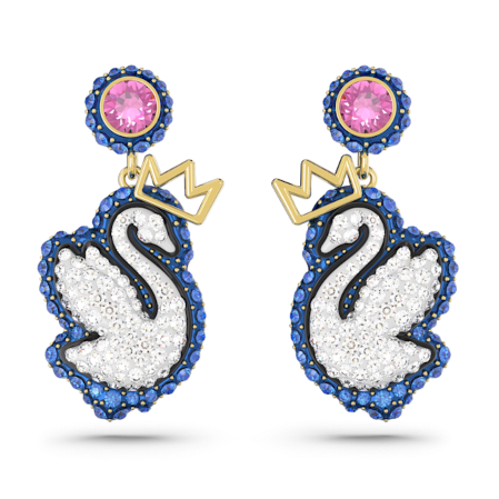 Resim Swan damla küpeler, Kuğu, Mavi, Altın rengi kaplama