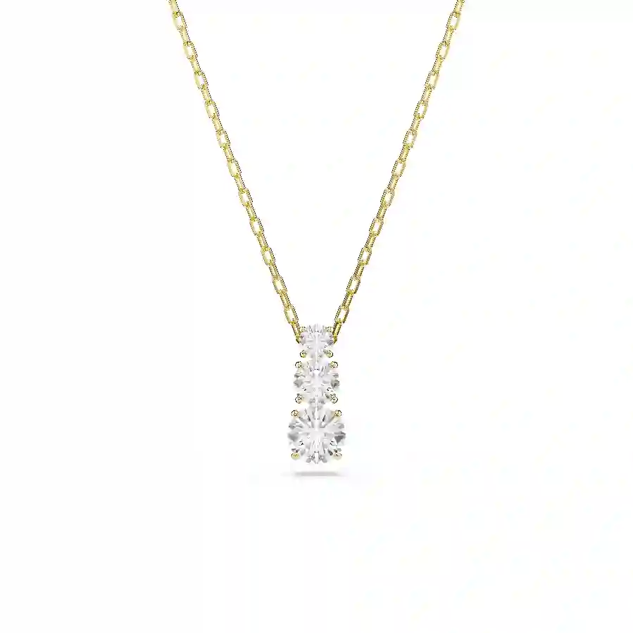 Resim Stilla Attract Kolye, Yuvarlak kesim, Beyaz, Altın rengi kaplama