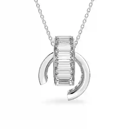 Resim Matrix Kolye, Baget kesim, Beyaz, Rodyum kaplama