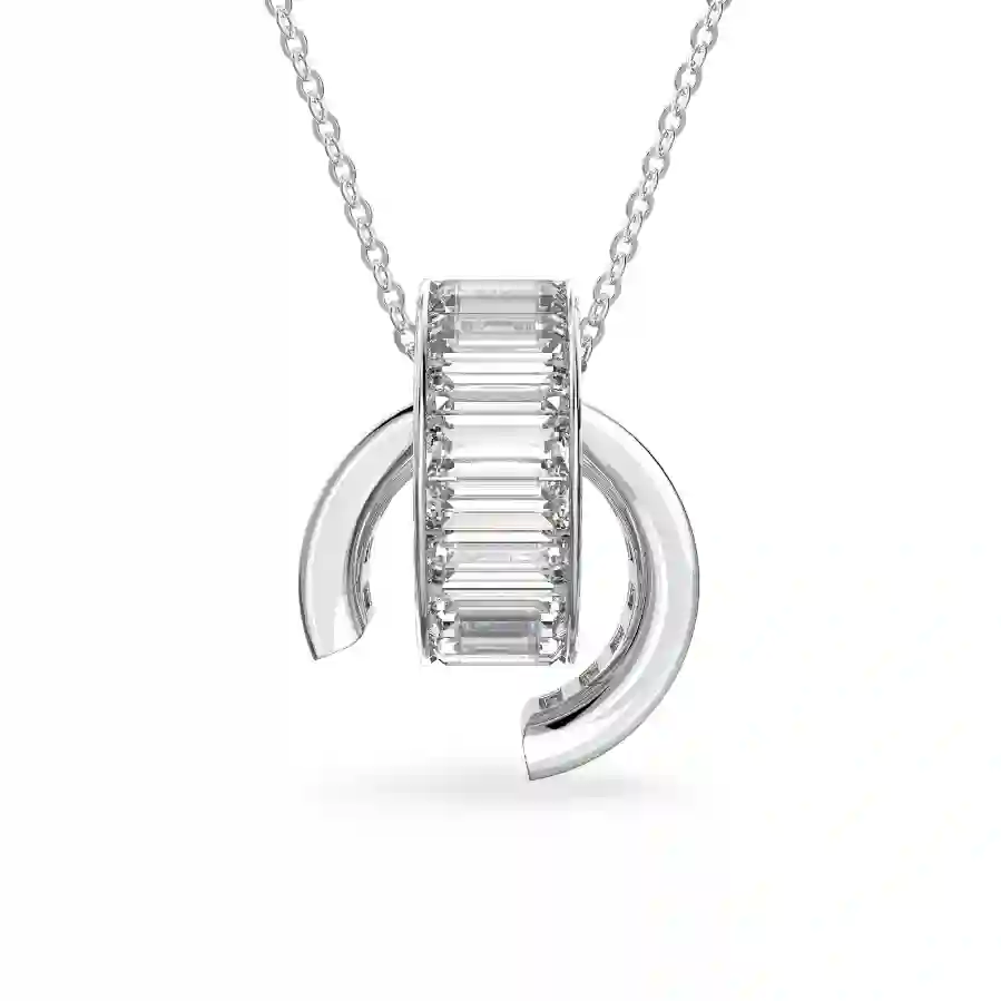 Resim Matrix Kolye, Baget kesim, Beyaz, Rodyum kaplama