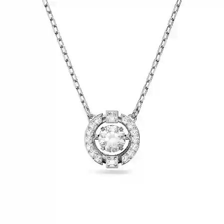 Resim Swarovski Sparkling Dance Kolye, Yuvarlak kesim, Beyaz, Rodyum kaplama