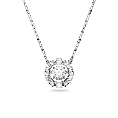 Resim Swarovski Sparkling Dance Kolye, Yuvarlak kesim, Beyaz, Rodyum kaplama