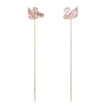 Resim Dazzling Swan damla küpeler, Kuğu, Pembe, Pembe altın rengi kaplama