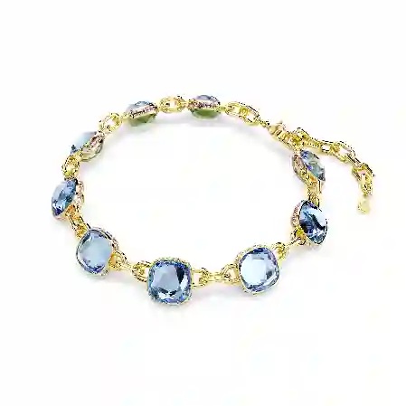 Resim Chroma Tennis kolye, Yastık kesim, Çok renkli, Altın rengi kaplama