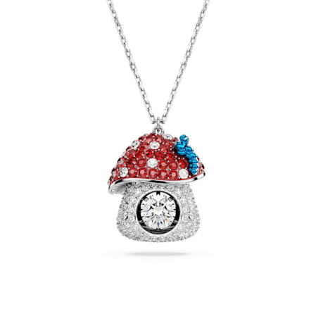 Resim Alice in Wonderland Kolye, Mantar, Kırmızı, Rodyum kaplama