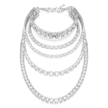 Resim Millenia Katlı Kolye, Karışık kesimler, Beyaz, Rodyum kaplama