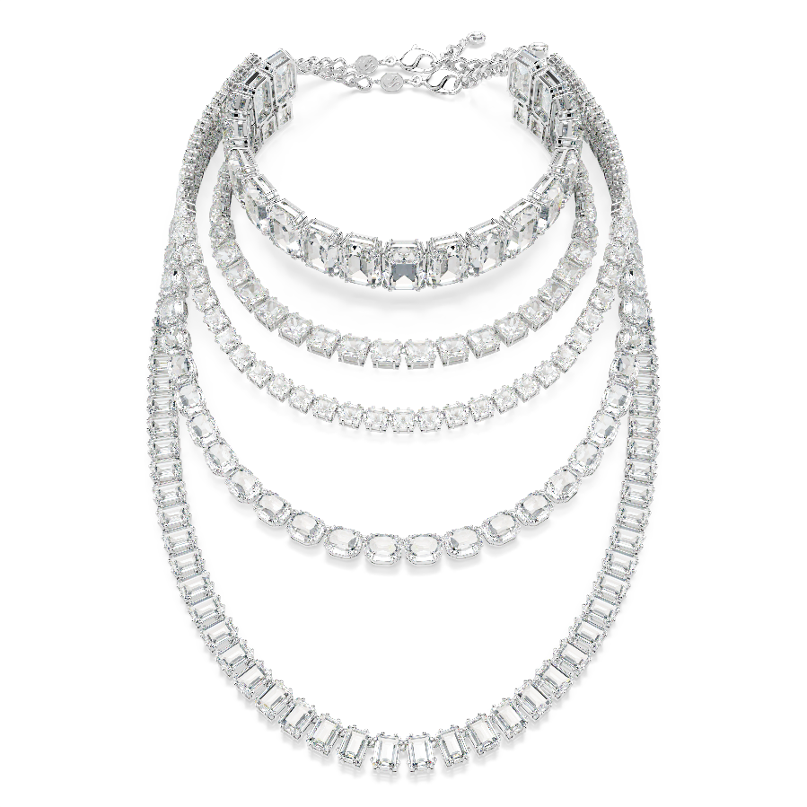 Resim Millenia Katlı Kolye, Karışık kesimler, Beyaz, Rodyum kaplama