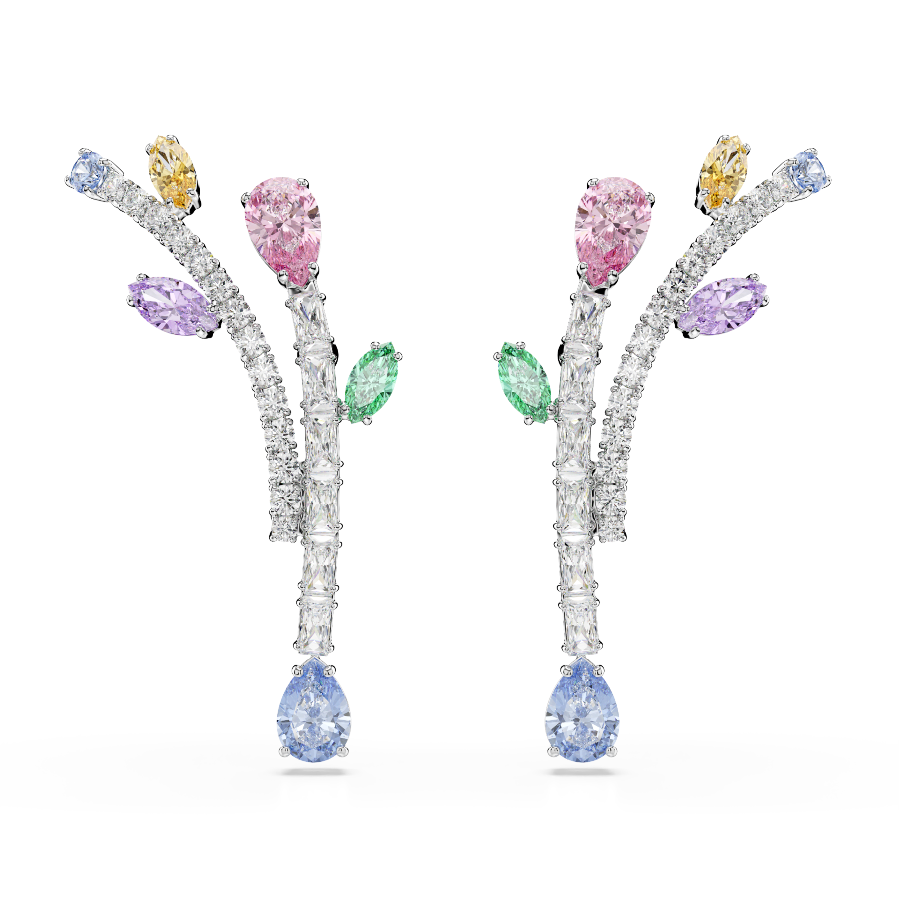 Resim Ariana Grande x Swarovski damla küpeler, Karışık kesimler, Çok renkli, Rodyum kaplama