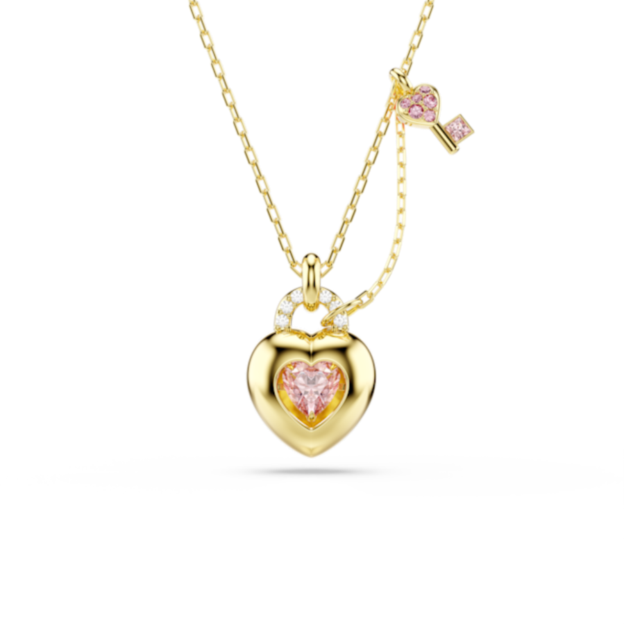 Resim Idyllia Kolye, Karışık kesimler, Kalp, anahtar, Pembe, Altın rengi kaplama