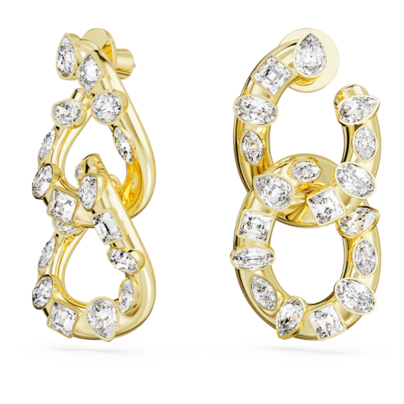 Resim Dextera halka küpeler, Karışık kesimler, Kilitlenmiş döngü, Beyaz, Altın rengi kaplama