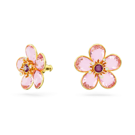 Resim Florere düğme Küpeler, Çiçek, Pembe, Altın rengi kaplama