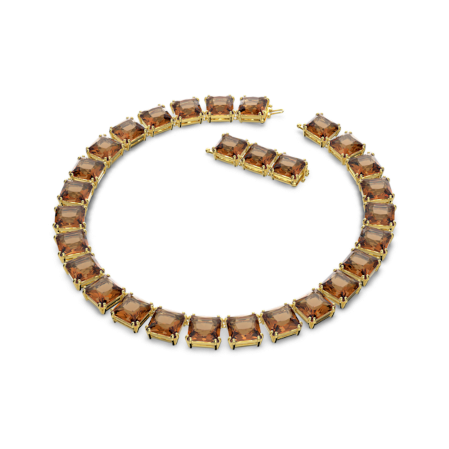 Resim Millenia Kolye, Kare kesim, Kahverengi, Altın rengi kaplama