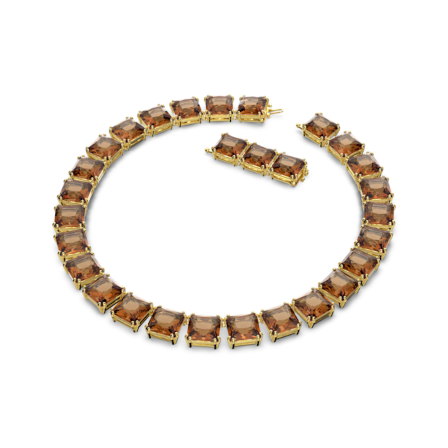 Resim Millenia Kolye, Kare kesim, Kahverengi, Altın rengi kaplama